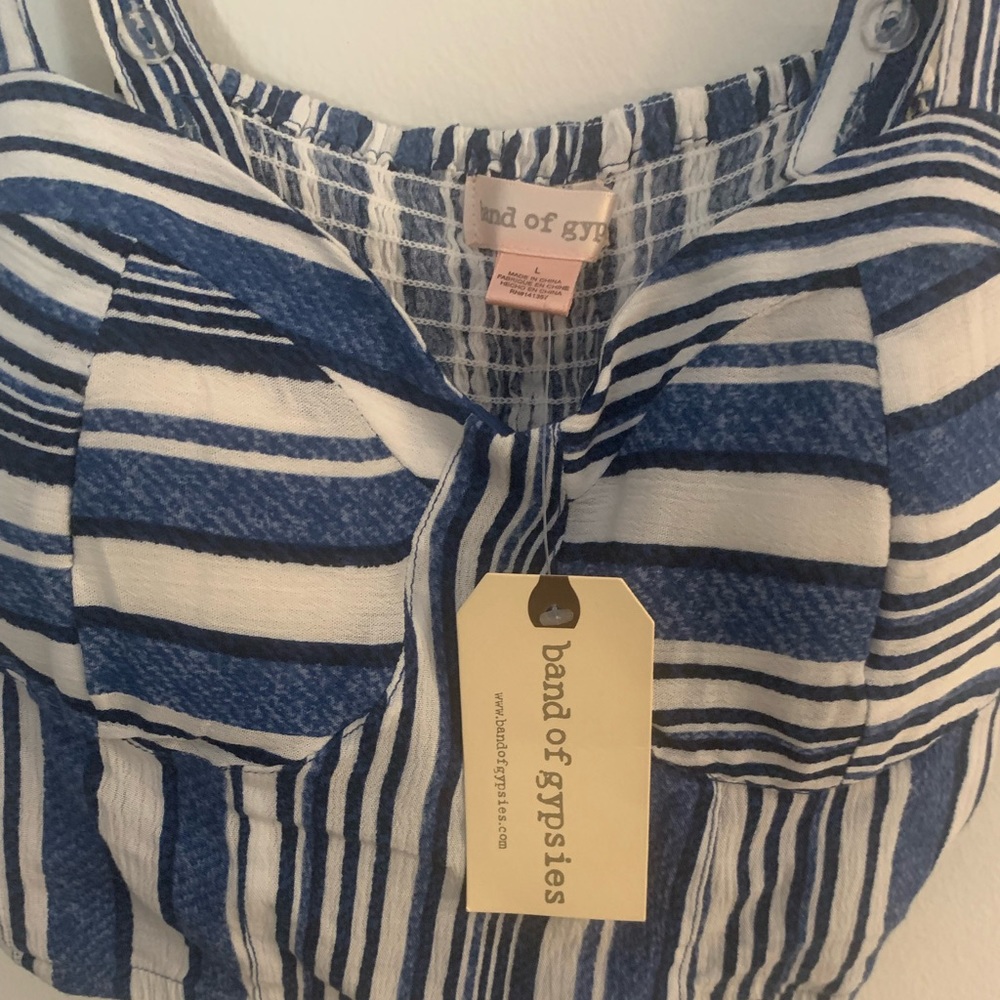 band of gypsies stripe crop top blue and white size large - Picture 4 of 10